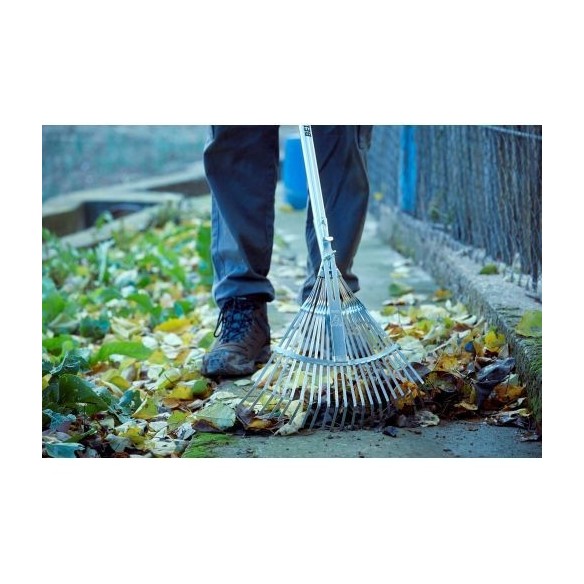 Escoba ajustable púa plana para limpieza de césped con mango aluminio / 3042CMA