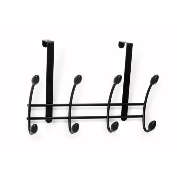 COLGADOR SOBREPUERTA 4 GANCHOS DOBLE NEGRO
