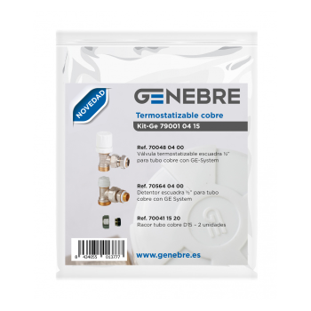 VALVULA RADIADOR TERMOSTATIZABLE 16 1/2+ TUBO COBRE KIT