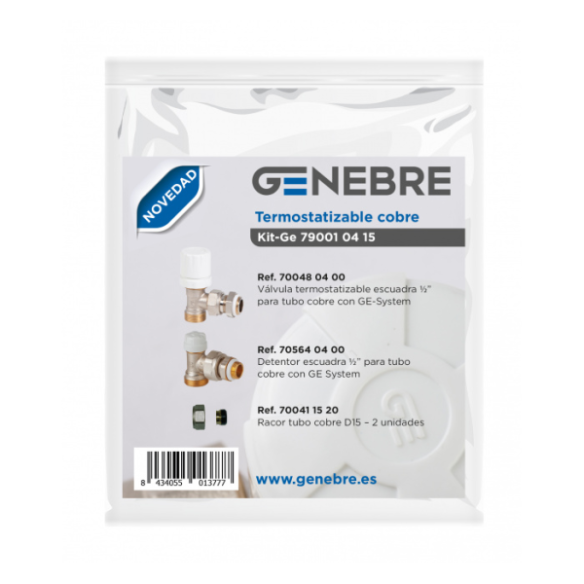 VALVULA RADIADOR TERMOSTATIZABLE 16 1/2+ TUBO COBRE KIT