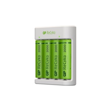 CARGADOR DE PILAS 4  AA (INCLUYE 4 PILAS AA DE 2000 mAh) CARGA POR USB