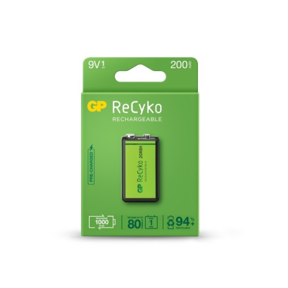 PILA RECARGABLE PRECARGADA RECYKO 6LR61 9V 200 mAh 1 UD