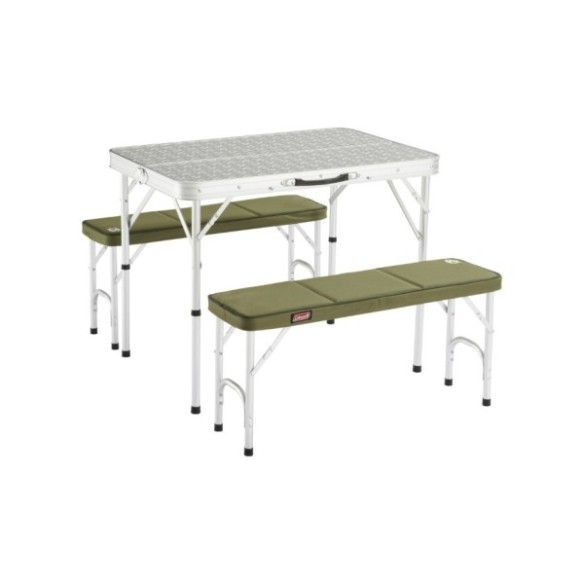 MESA DE CAMPING C/BANCOS  PACK AWAY PARA 4 ALUMINIO 90 x 57 x 70 CM