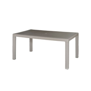 MESA RATÁN ELEGENCE 150X90X72 CM. DE TECNOPOLÍMERO + FIBRA DE VIDRIO TAUPE