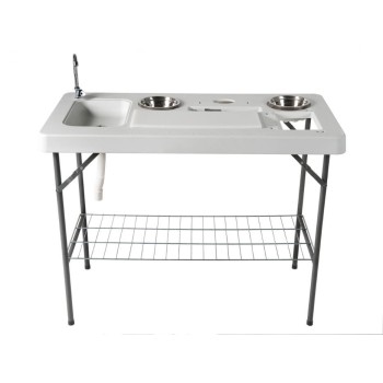 MESA PLEGABLE EASY VERSA 122X61X73 CM EXTRUCTURA ACERO Y TABLERO POLIPROPILENO GRIS CLARO