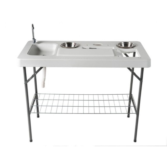 MESA PLEGABLE EASY VERSA 122X61X73 CM EXTRUCTURA ACERO Y TABLERO POLIPROPILENO GRIS CLARO