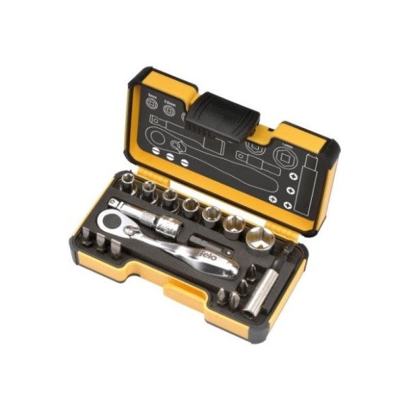 JUEGO HERRAMIENTAS XS CON MINI CARRACA 1/4” PUNTAS Y VASOS