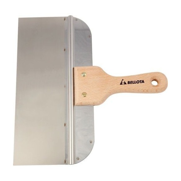 Espátula ancha americana de acero inoxidable con mango de madera para trabahos de rejunteo y remates en placa / 5895