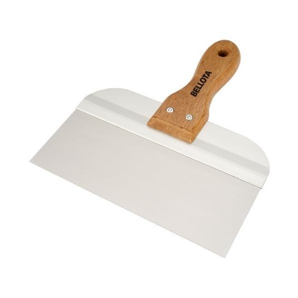 Espátula ancha americana de acero inoxidable con mango de madera para trabahos de rejunteo y remates en placa / 5895
