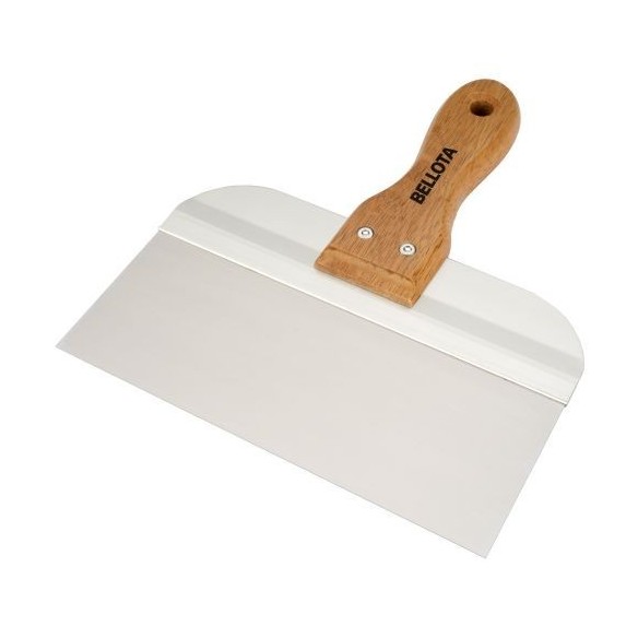 Espátula ancha americana de acero inoxidable con mango de madera para trabahos de rejunteo y remates en placa / 5895