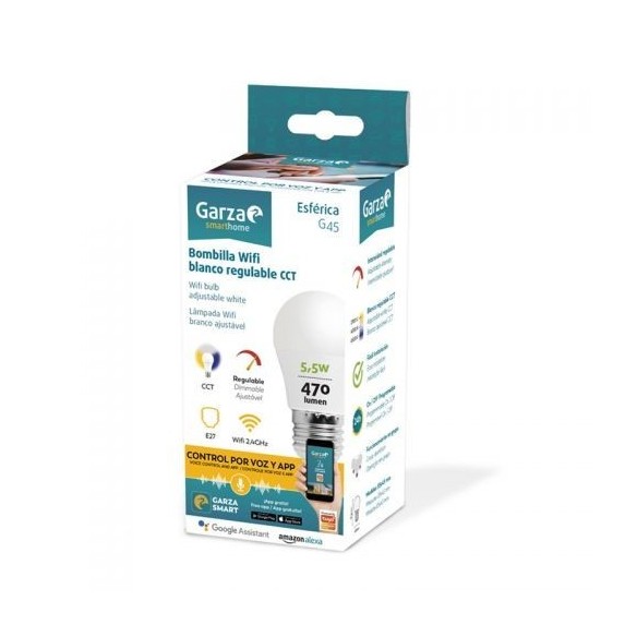 Bombilla WiFi Garza Esférica E27