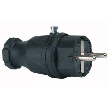 CLAVIJA DE GOMA 100% 16A NEGRA SIMON BRICO