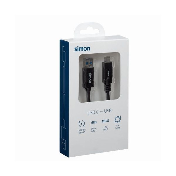 Cable USB 3.1 A - USB C Negro 1M Simon