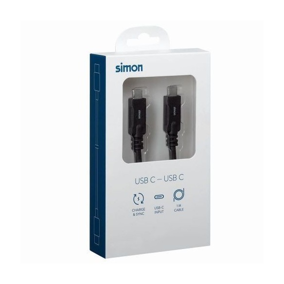 Cable USB 3.1 C - USB C Negro 1M Simon